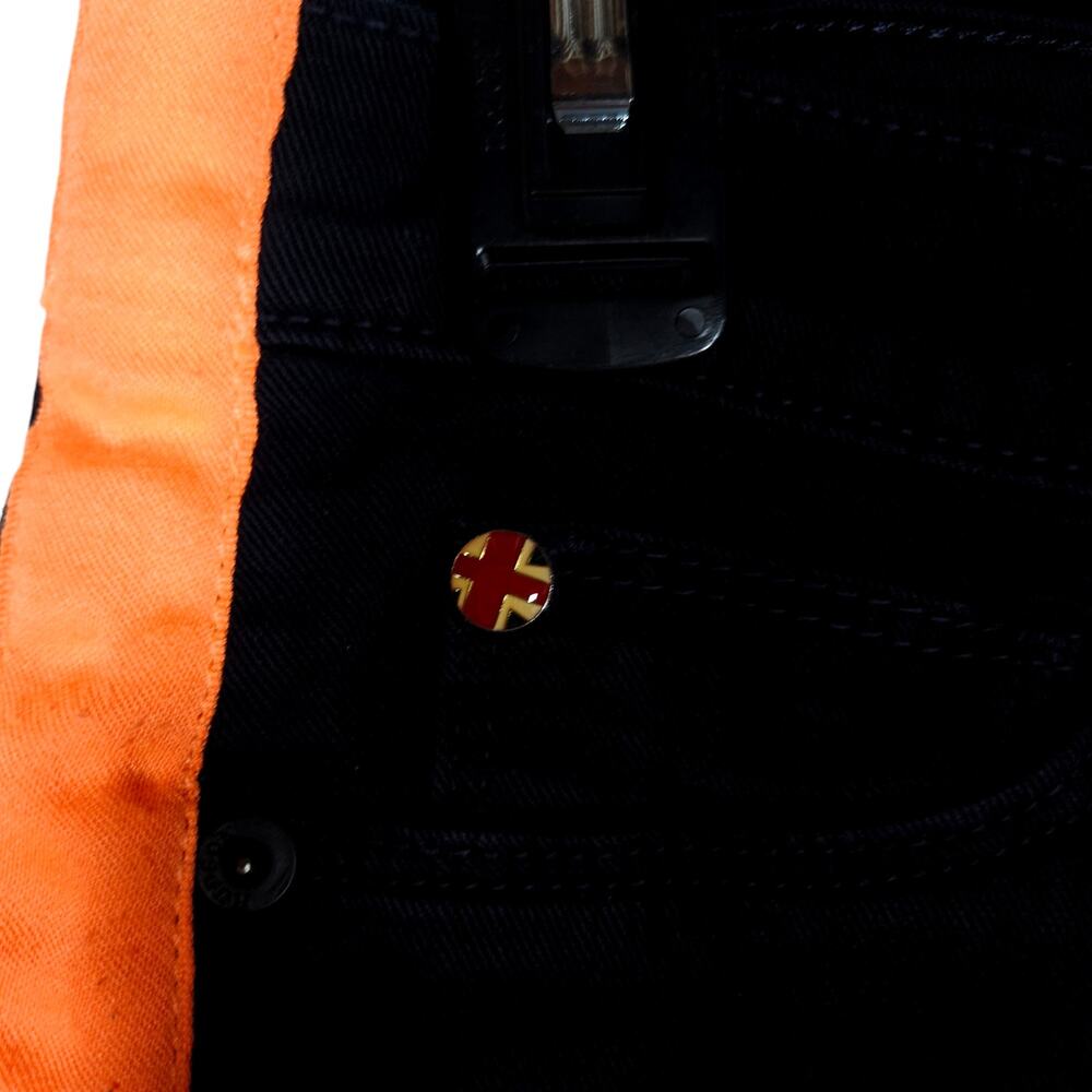 Hudson Lou Lou Tuxedo Skinny Jeans 26 Black Orange Stripe Contrast Preppy Bold - Picture 6 of 13
